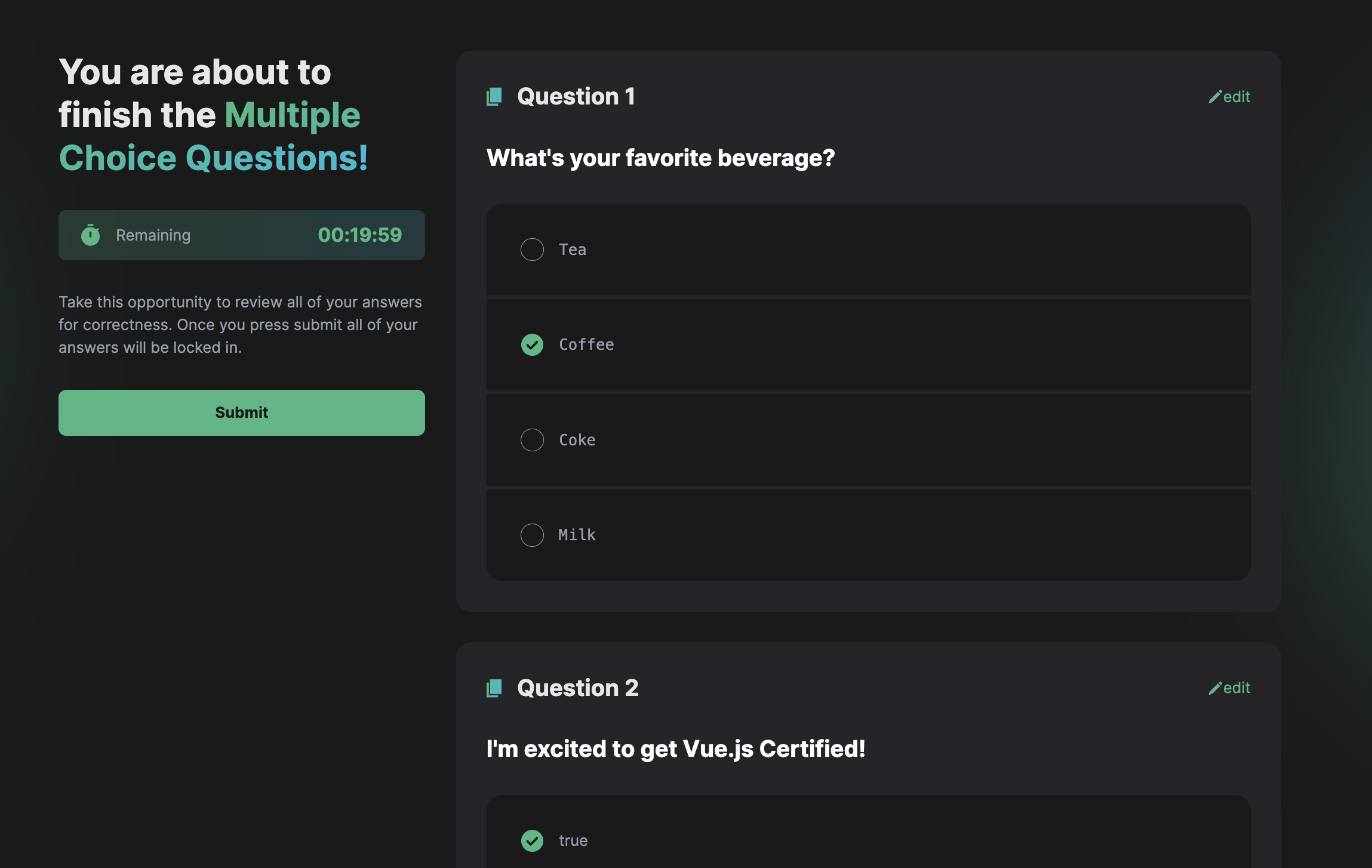Screenshot Vue.js Certification